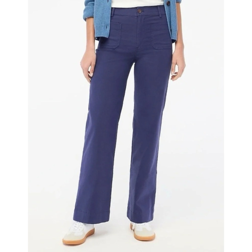 2025 J. Crew Womens Lizzie High-Rise Wide-Leg Linen Blend Pants 28 Navy Purple